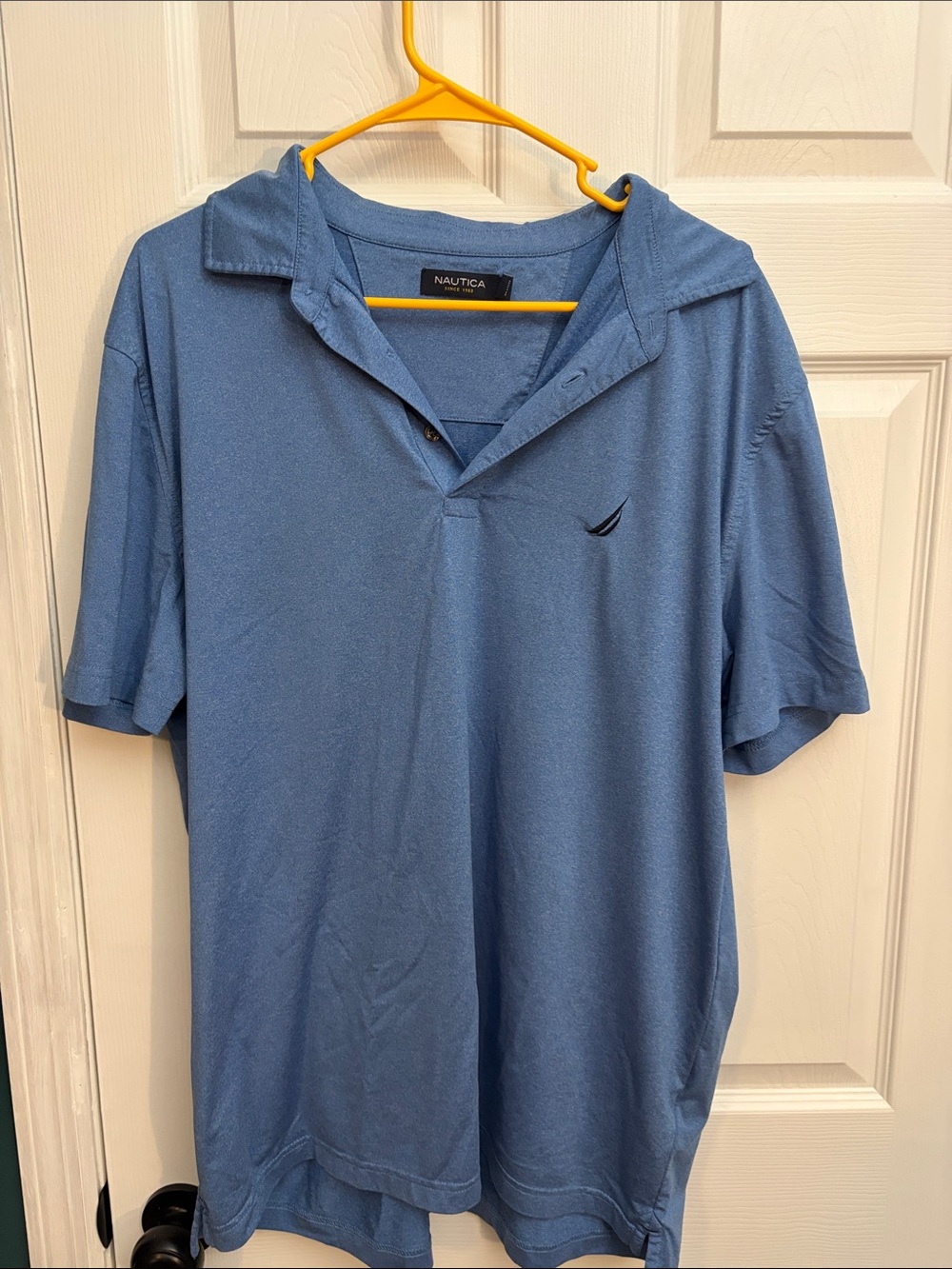 Nautica Men's Blue Short-Sleeve Polo with Embroidered Sail